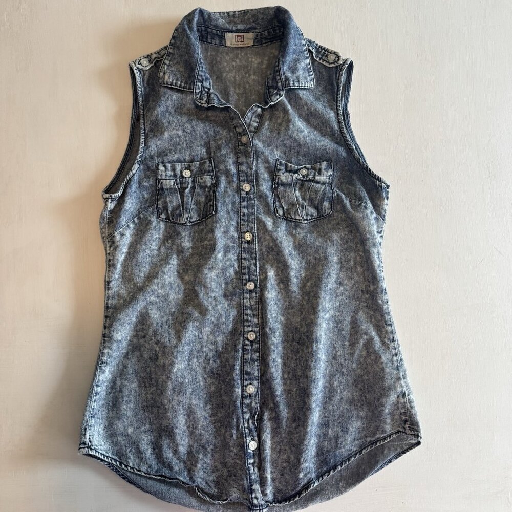 Vintage L.E.I. Denim Jean Vest Blue Acid Wash‎ Women’s Size Medium Y2K 2000s